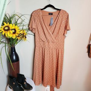 Lane Bryant Brown Polka Dot Midi Dress
